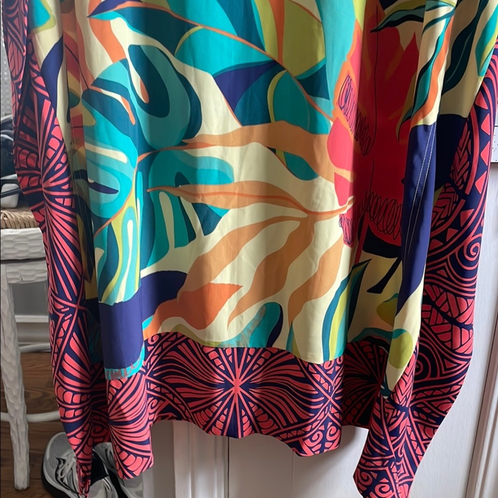 NEW….Soft Surroundings Multicolor Tropical caftan / open cardigan - Picture 4 of 7